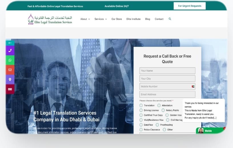 Elite Legal Translation website preview