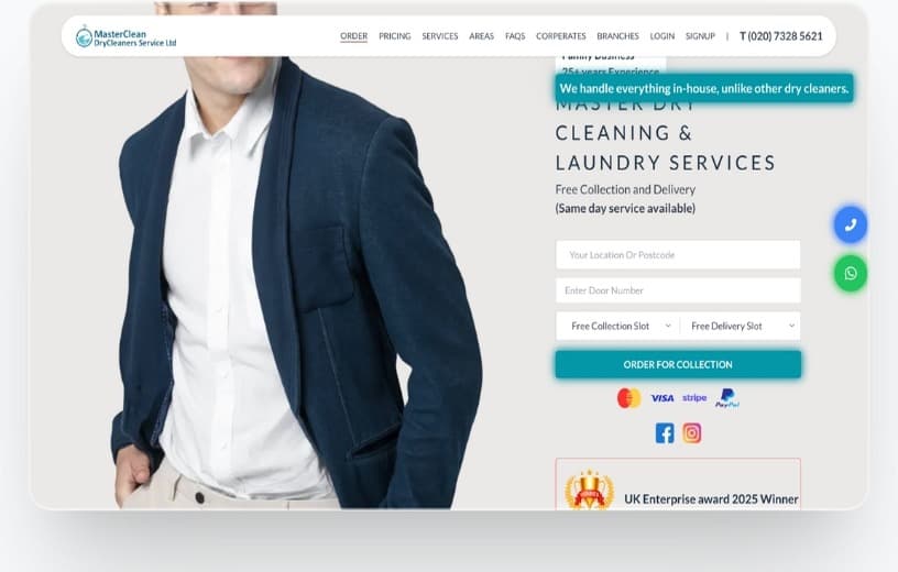 MasterClean DryCleaners website preview