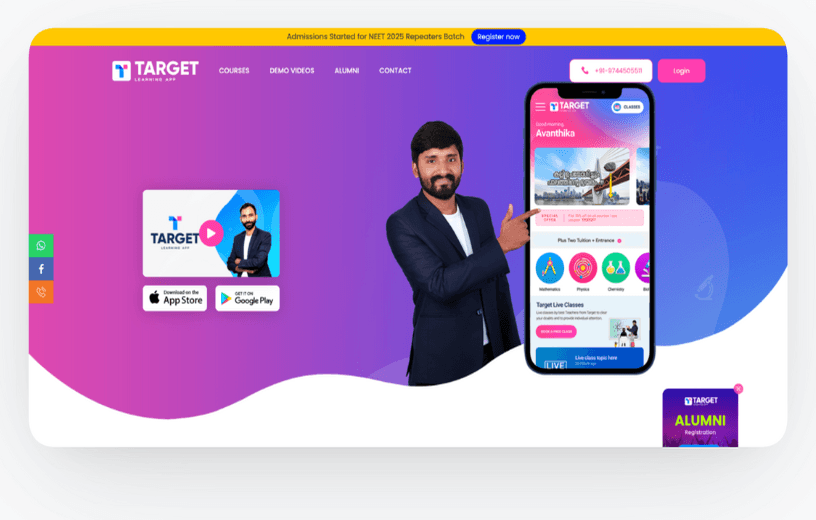 Target Learning App website preview